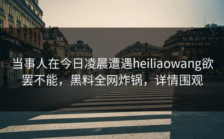 当事人在今日凌晨遭遇heiliaowang欲罢不能，黑料全网炸锅，详情围观
